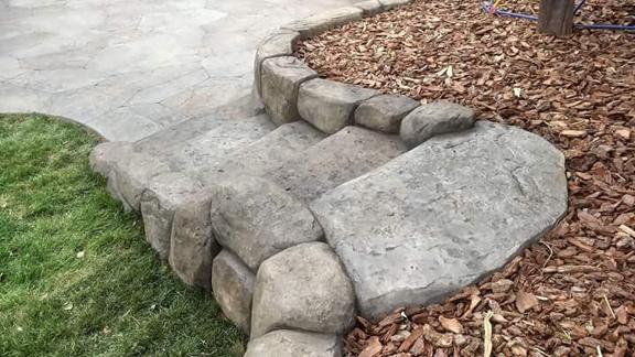 Concrete walkway, steps and borders